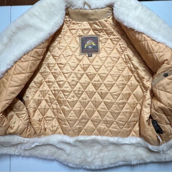 VTG Adventure Bound Wilsons Leather Suede Faux Fur Cropped Bomber Jacket XL - Picture 8 of 15